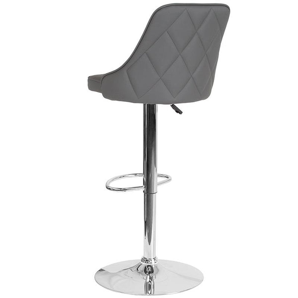 Trieste Contemporary Adjustable Height Barstool In Gray Leathersoft By Flash Furniture | Bar Stools | Modishstore - 3