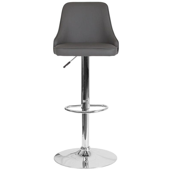 Trieste Contemporary Adjustable Height Barstool In Gray Leathersoft By Flash Furniture | Bar Stools | Modishstore - 4