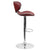 Contemporary Cozy Mid-Back Burgundy Vinyl Adjustable Height Barstool With Chrome Base By Flash Furniture | Bar Stools | Modishstore - 2