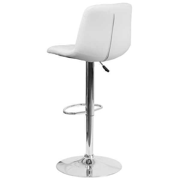 Contemporary White Vinyl Adjustable Height Barstool With Embellished Stitch Design And Chrome Base By Flash Furniture | Bar Stools | Modishstore - 3