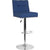 Ravello Contemporary Adjustable Height Barstool With Accent Nail Trim In Blue Fabric By Flash Furniture | Bar Stools | Modishstore