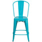 Commercial Grade 24" High Crystal Teal-Blue Metal Indoor-Outdoor Counter Height Stool With Back By Flash Furniture | Dining Chairs | Modishstore - 4