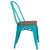 Crystal Teal-Blue Metal Stackable Chair With Wood Seat By Flash Furniture | Dining Chairs | Modishstore - 2