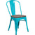 Crystal Teal-Blue Metal Stackable Chair With Wood Seat By Flash Furniture | Dining Chairs | Modishstore