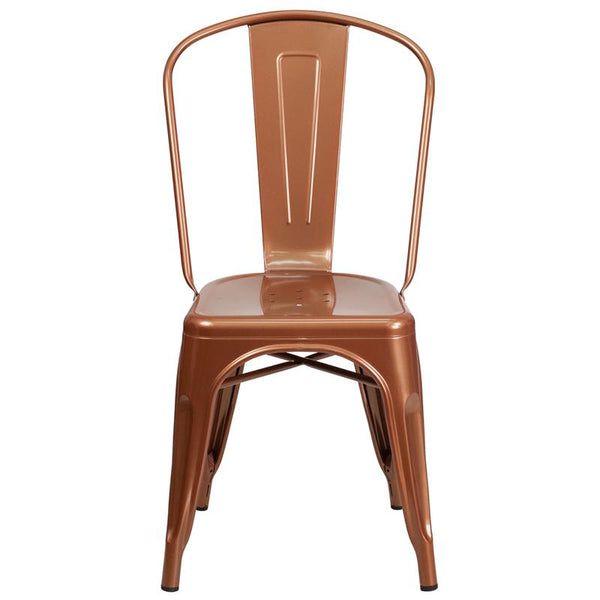 Commercial Grade Copper Metal Indoor-Outdoor Stackable Chair By Flash Furniture | Dining Chairs | Modishstore - 4