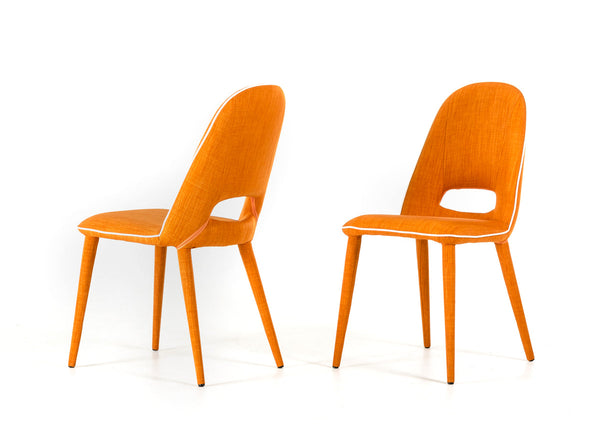 Vig Furniture Eugene - Modern Orange Fabric Dining Chair (Set of 2) | Modishstore | Dining Chairs