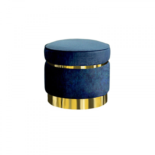 Vig Furniture Divani Casa Tenaya Modern Blue Velvet & Gold Ottoman | Modishstore | Ottomans-2