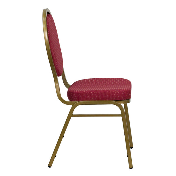 Hercules Series Teardrop Back Stacking Banquet Chair In Burgundy Patterned Fabric - Gold Frame By Flash Furniture | Side Chairs | Modishstore - 2