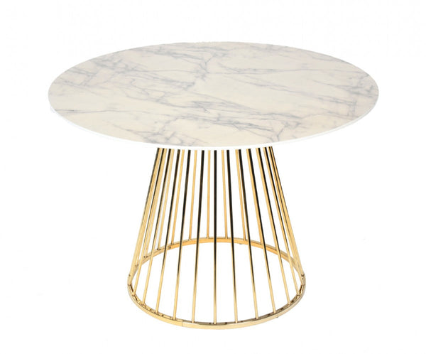 Vig Furniture Modrest Holly Modern Ash & Gold Round Dining Table | Modishstore | Dining Tables-11