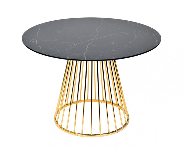 Vig Furniture Modrest Holly Modern Ash & Gold Round Dining Table | Modishstore | Dining Tables-13