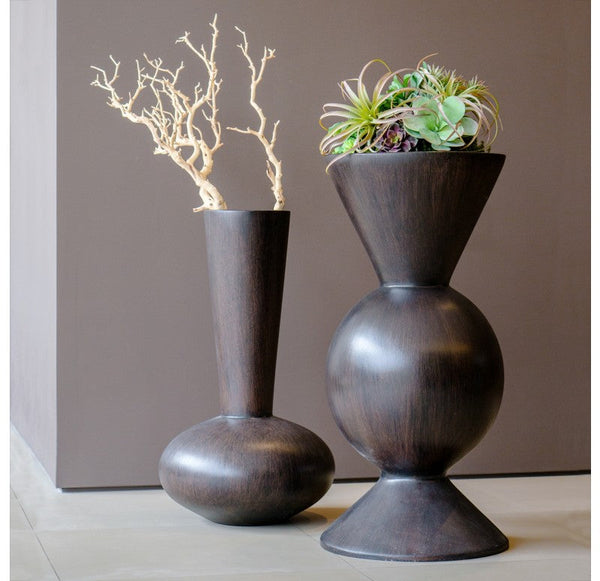 Succulent Mix in Wood Grain Geo Tri Planter by Gold Leaf Design Group | Botanicals | Modishstore