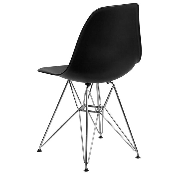 Elon Series Black Plastic Chair With Chrome Base By Flash Furniture | Side Chairs | Modishstore - 3