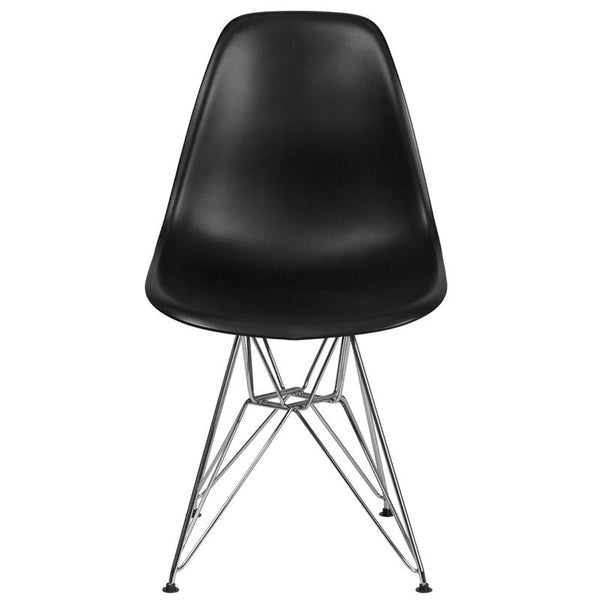 Elon Series Black Plastic Chair With Chrome Base By Flash Furniture | Side Chairs | Modishstore - 4