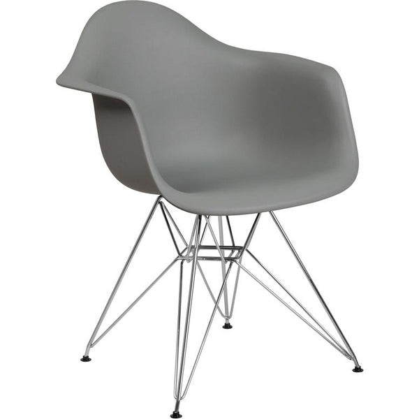 Alonza Series Moss Gray Plastic Chair With Chrome Base By Flash Furniture | Side Chairs | Modishstore