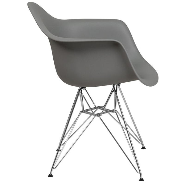 Alonza Series Moss Gray Plastic Chair With Chrome Base By Flash Furniture | Side Chairs | Modishstore - 2