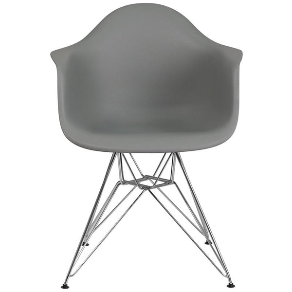 Alonza Series Moss Gray Plastic Chair With Chrome Base By Flash Furniture | Side Chairs | Modishstore - 4