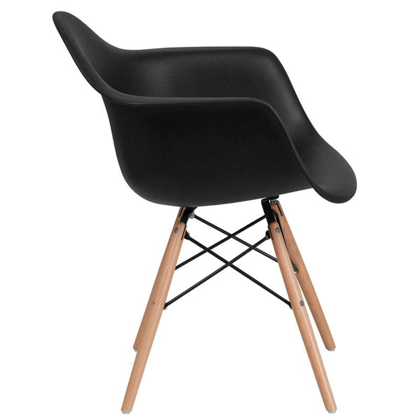 Alonza Series Black Plastic Chair With Wooden Legs By Flash Furniture | Side Chairs | Modishstore - 2