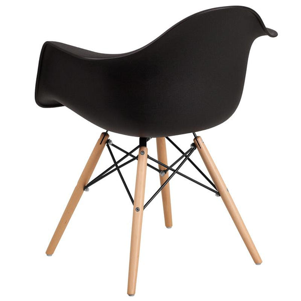 Alonza Series Black Plastic Chair With Wooden Legs By Flash Furniture | Side Chairs | Modishstore - 3