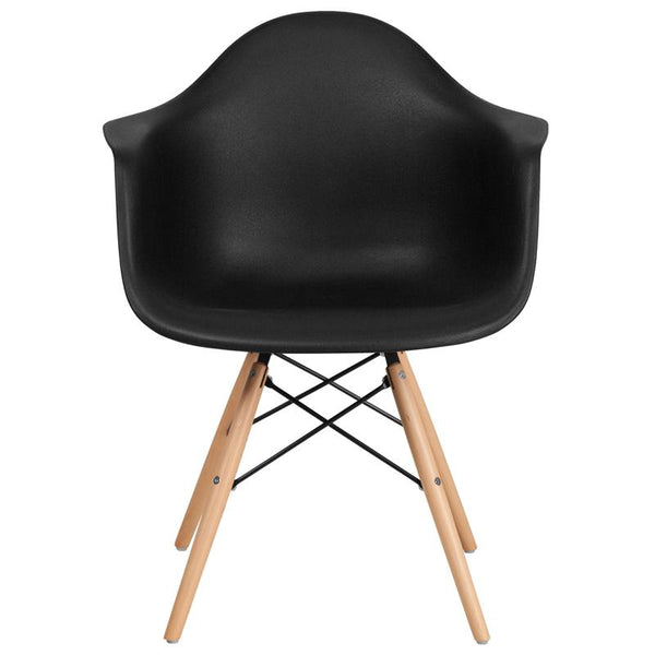 Alonza Series Black Plastic Chair With Wooden Legs By Flash Furniture | Side Chairs | Modishstore - 4