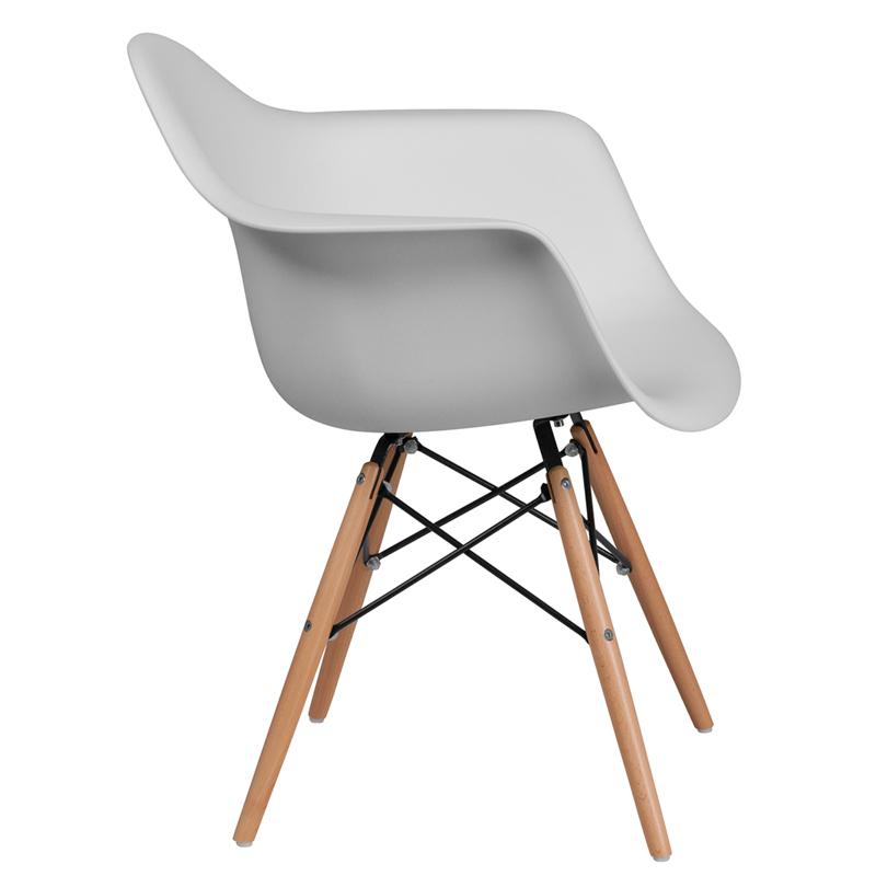 Alonza Series White Plastic Chair With Wooden Legs By Flash Furniture | Side Chairs | Modishstore - 2