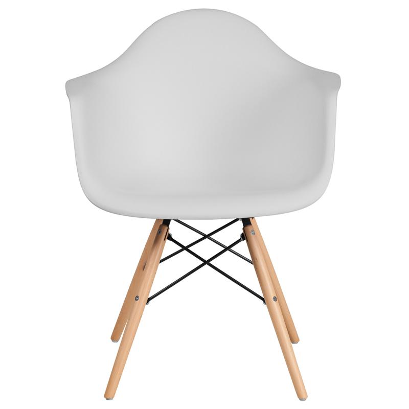 Alonza Series White Plastic Chair With Wooden Legs By Flash Furniture | Side Chairs | Modishstore - 4