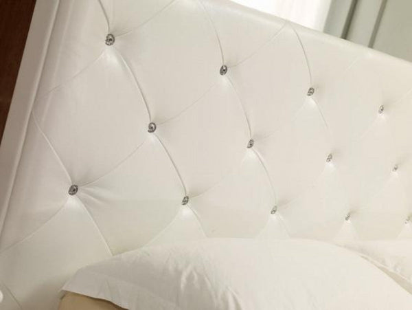 Vig Furniture Modrest Monte Carlo - White Leatherette Modern Twin Bed with Crystals | Modishstore | Beds-4