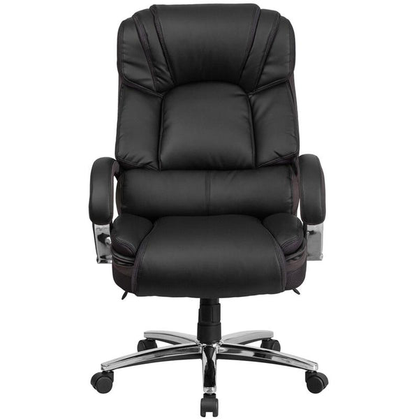 Hercules Series Big & Tall 500 Lb. Rated Black Leathersoft Executive Swivel Ergonomic Office Chair With Chrome Base And Arms By Flash Furniture | Office Chairs | Modishstore - 4