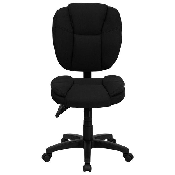 Mid-Back Black Fabric Multifunction Swivel Ergonomic Task Office Chair With Pillow Top Cushioning By Flash Furniture | Office Chairs | Modishstore - 4