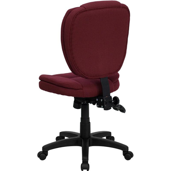 Mid-Back Burgundy Fabric Multifunction Swivel Ergonomic Task Office Chair With Pillow Top Cushioning By Flash Furniture | Office Chairs | Modishstore - 3