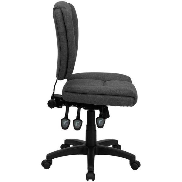 Mid-Back Gray Fabric Multifunction Swivel Ergonomic Task Office Chair With Pillow Top Cushioning By Flash Furniture | Office Chairs | Modishstore - 2