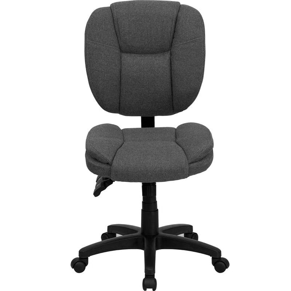 Mid-Back Gray Fabric Multifunction Swivel Ergonomic Task Office Chair With Pillow Top Cushioning By Flash Furniture | Office Chairs | Modishstore - 4