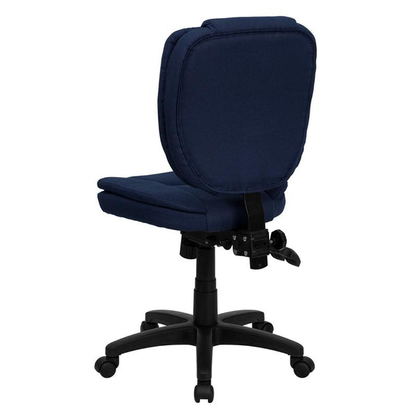 Mid-Back Navy Blue Fabric Multifunction Swivel Ergonomic Task Office Chair With Pillow Top Cushioning By Flash Furniture | Office Chairs | Modishstore - 3