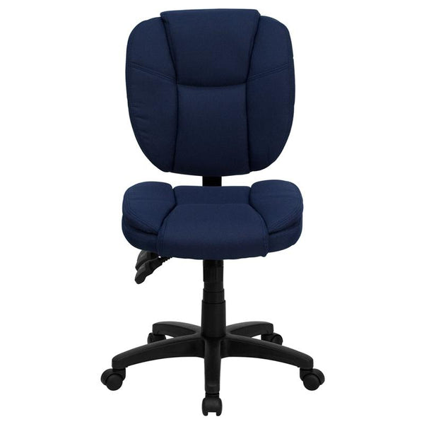 Mid-Back Navy Blue Fabric Multifunction Swivel Ergonomic Task Office Chair With Pillow Top Cushioning By Flash Furniture | Office Chairs | Modishstore - 4