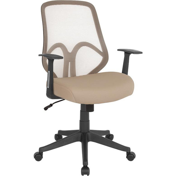 Salerno Series High Back Light Brown Mesh Office Chair With Arms By Flash Furniture | Office Chairs | Modishstore