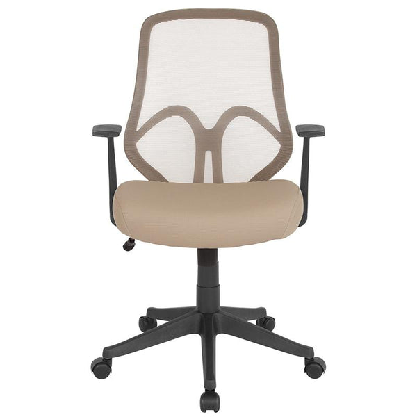 Salerno Series High Back Light Brown Mesh Office Chair With Arms By Flash Furniture | Office Chairs | Modishstore - 4