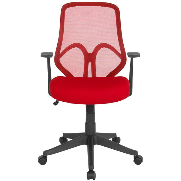 Salerno Series High Back Red Mesh Office Chair With Arms By Flash Furniture | Office Chairs | Modishstore - 4