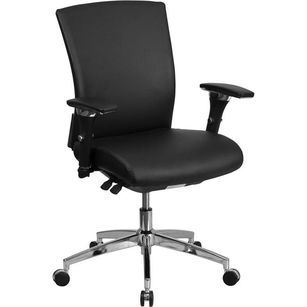 Hercules Series 24/7 Intensive Use 300 Lb. Rated Black- Leathersoft Multifunction Ergonomic Office Chair With Seat Slider By Flash Furniture | Office Chairs | Modishstore