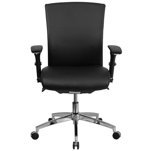 Hercules Series 24/7 Intensive Use 300 Lb. Rated Black- Leathersoft Multifunction Ergonomic Office Chair With Seat Slider By Flash Furniture | Office Chairs | Modishstore - 4