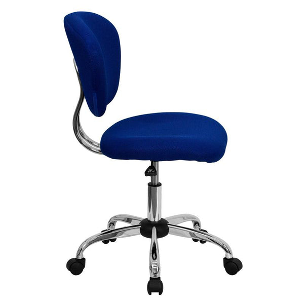 Mid-Back Blue Mesh Padded Swivel Task Office Chair With Chrome Base By Flash Furniture | Office Chairs | Modishstore - 2