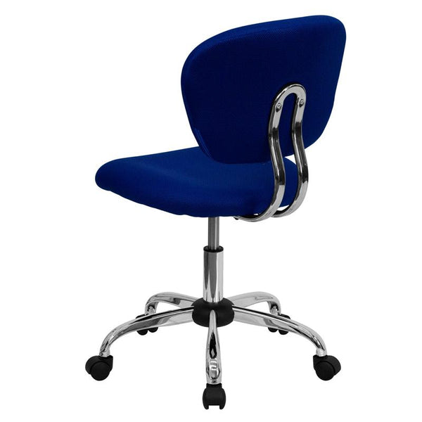 Mid-Back Blue Mesh Padded Swivel Task Office Chair With Chrome Base By Flash Furniture | Office Chairs | Modishstore - 3