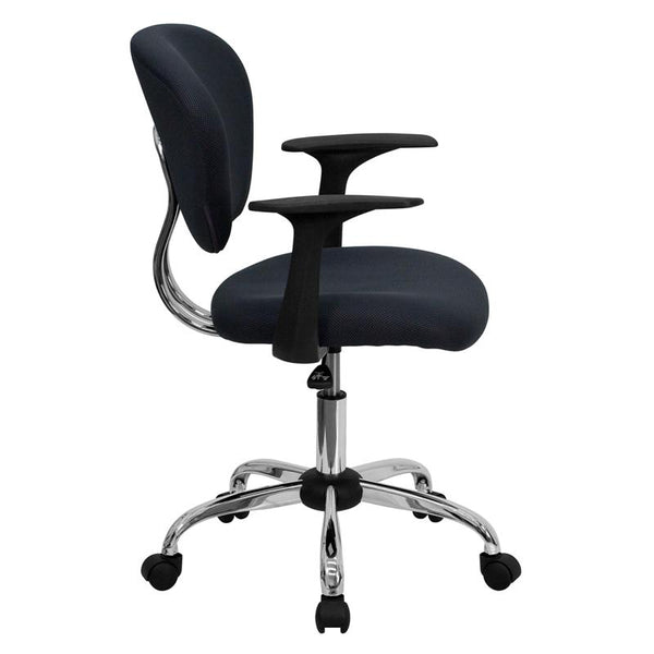 Mid-Back Gray Mesh Padded Swivel Task Office Chair With Chrome Base And Arms By Flash Furniture | Office Chairs | Modishstore - 2