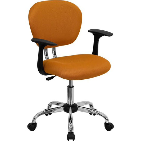 Mid-Back Orange Mesh Padded Swivel Task Office Chair With Chrome Base And Arms By Flash Furniture | Office Chairs | Modishstore