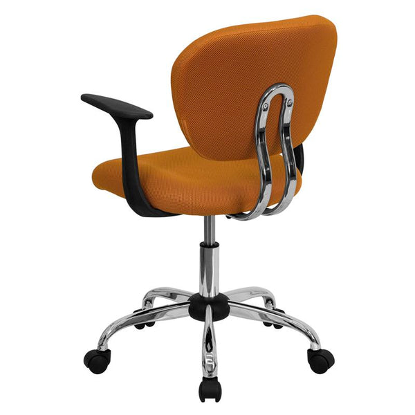 Mid-Back Orange Mesh Padded Swivel Task Office Chair With Chrome Base And Arms By Flash Furniture | Office Chairs | Modishstore - 3