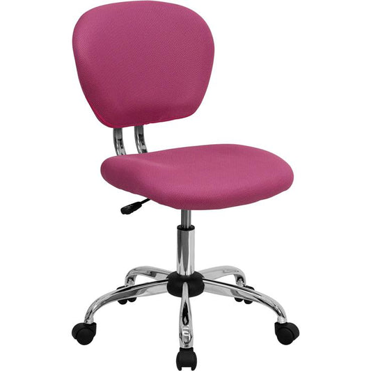 Mid-Back Pink Mesh Padded Swivel Task Office Chair With Chrome Base By Flash Furniture | Office Chairs | Modishstore
