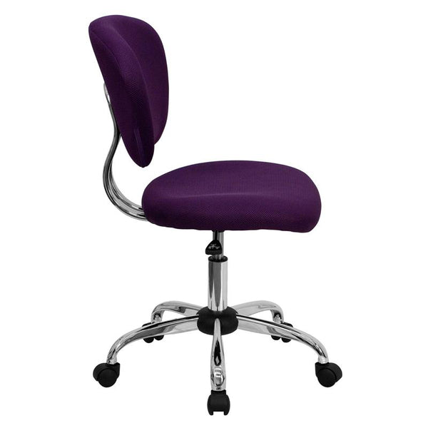 Mid-Back Purple Mesh Padded Swivel Task Office Chair With Chrome Base By Flash Furniture | Office Chairs | Modishstore - 2