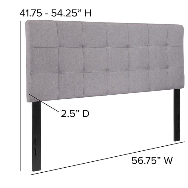Bedford Tufted Upholstered Full Size Headboard In Light Gray Fabric By Flash Furniture | Headboards | Modishstore - 4
