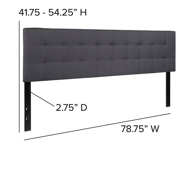 Bedford Tufted Upholstered King Size Headboard In Dark Gray Fabric By Flash Furniture | Headboards | Modishstore - 3