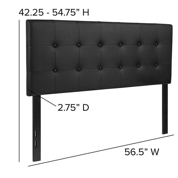 Lennox Tufted Upholstered Full Size Headboard In Black Vinyl By Flash Furniture | Headboards | Modishstore - 4