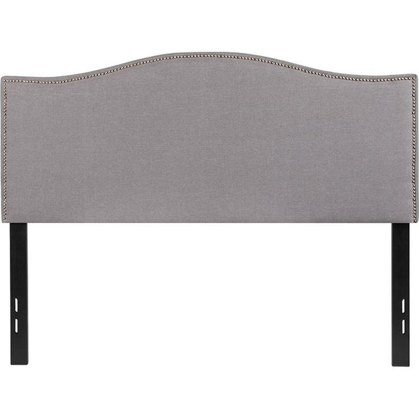Lexington Upholstered Full Size Headboard With Accent Nail Trim In Light Gray Fabric By Flash Furniture | Headboards | Modishstore - 2