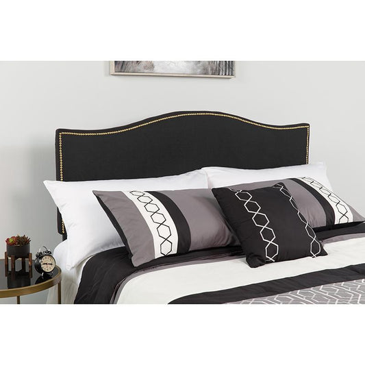 Lexington Upholstered Queen Size Headboard With Accent Nail Trim In Black Fabric By Flash Furniture | Headboards | Modishstore